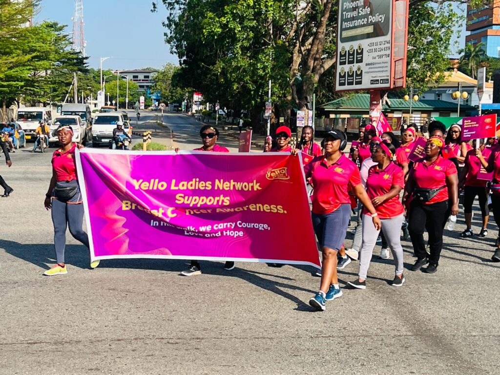 MTN Y’ello Ladies Network Leads Breast Cancer Awareness Walk in Accra