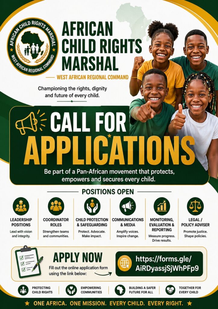 CALL FOR EXPRESSION OF INTEREST: AFRICAN CHILD RIGHTS MARSHAL – WEST AFRICAN REGIONAL COMMAND